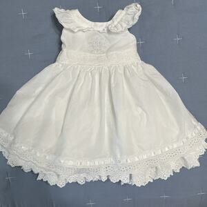Ralph Lauren Baby Girl Dress Sz 12months Cotton Ruffles Lining Tie Back